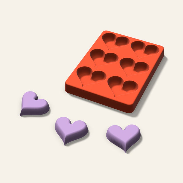 Heart Wax Melt Mold, 2 Inch, 6 Cavity, 3D render
