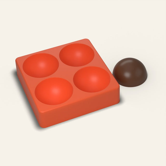 Hot Cocoa Bomb Mold, 2.5 Inch Half Sphere, 4 Cavity, 3D render