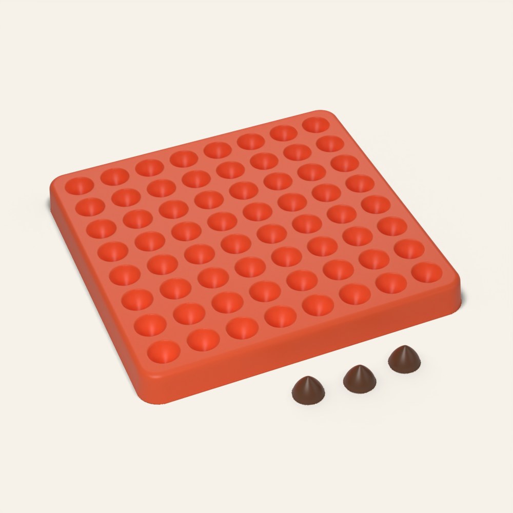 Mini Chocolate Chip Mold, 64 Cavity, 3D render