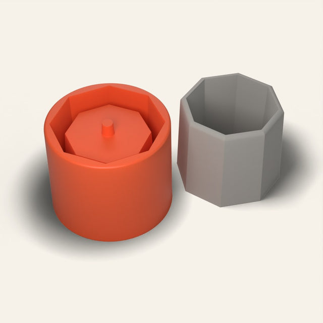 Octagon Concrete Planter Mold, 4 Inch, 3D render