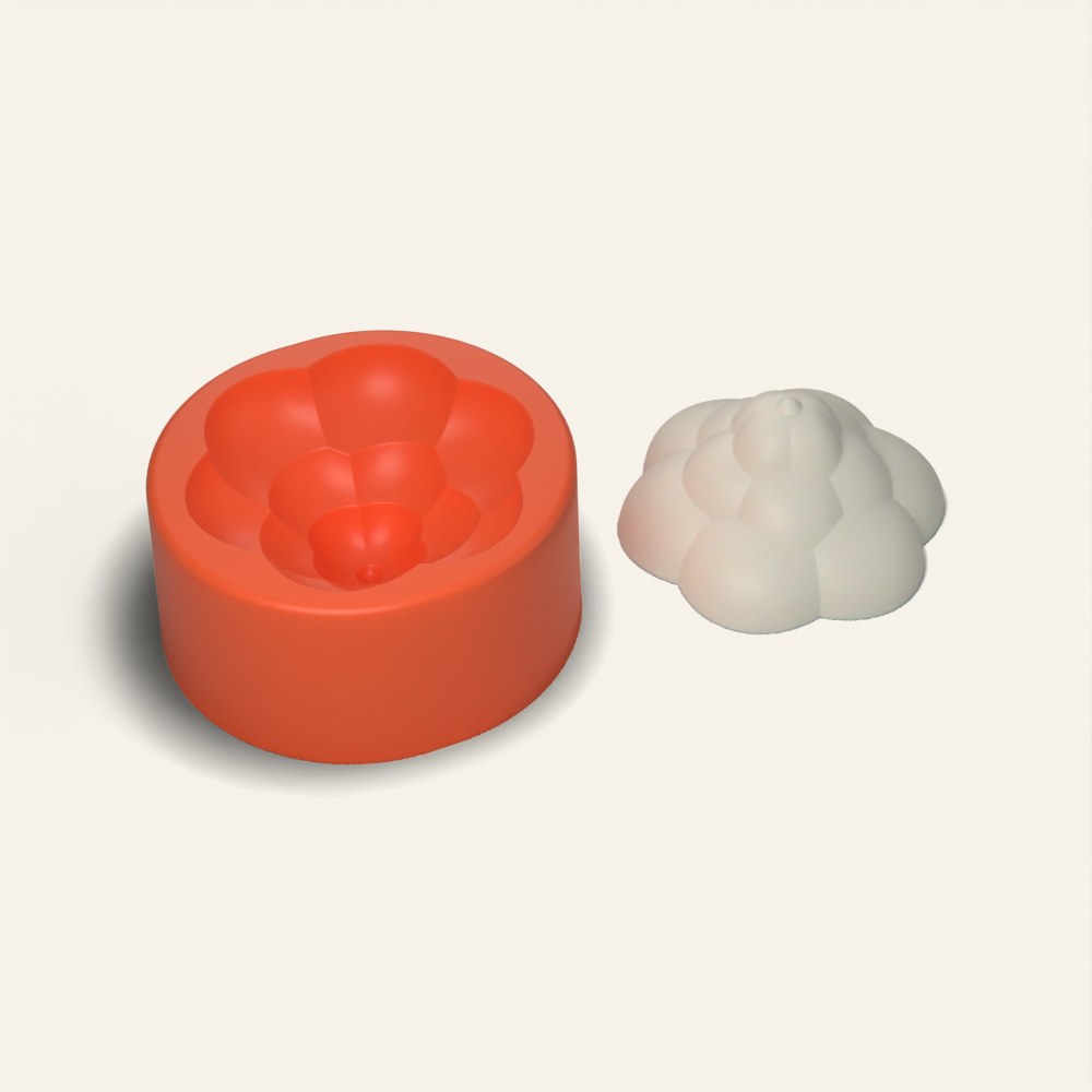 Peony Candle Mold, 3D render