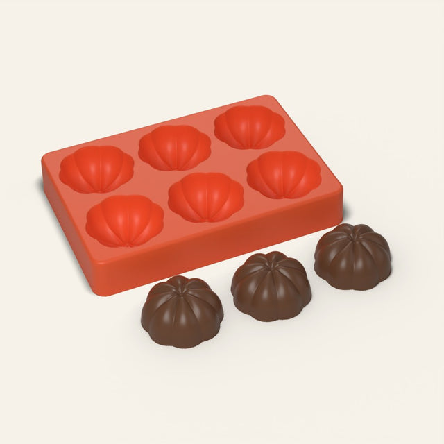 Pumpkin Cake Pop Mold, 2 Inch, 6 Cavity, 3D render